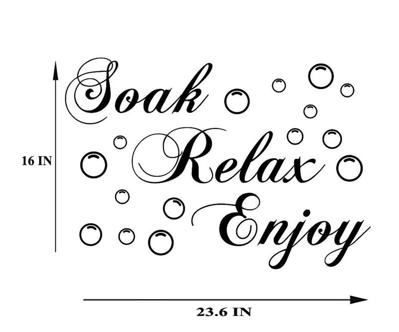 Lchen Soak Relax Enjoy Wall Sticker PVC Removable Bathroom Wall Decal Home Decoration (Black) - Image 2